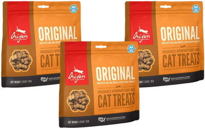 ORIJEN 3 Pack of Original Cat Treats, 1.25 Ounces Each, Freeze-Dried, Grain-F...