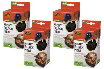 Zilla 4 Pack of Night Black Heat Incandescent Bulbs, 150 Watts, Reptile Heat ...