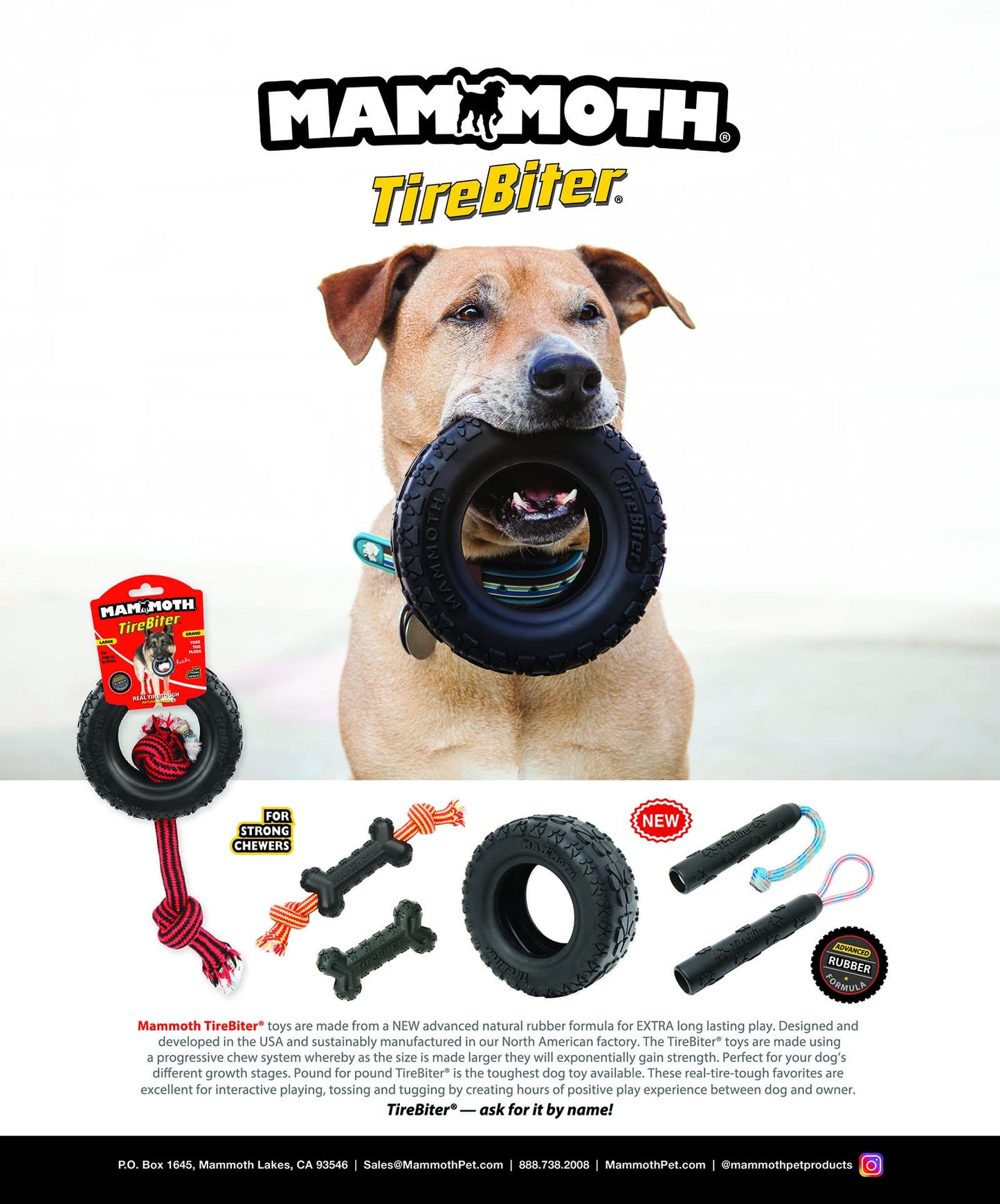 Mammoth TireBiterII – Natural Rubber Dog Toys for Extreme Chewers – Dog Toys ...