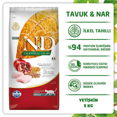 Farmina Natural & Delicious Low Grain Chicken and Pomegranate Adult Cat, 11 l...
