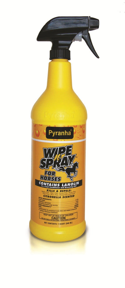 Pyranha Wipe N Spray Fly Protection Spray for Horses; Citronella Scented; Pro...