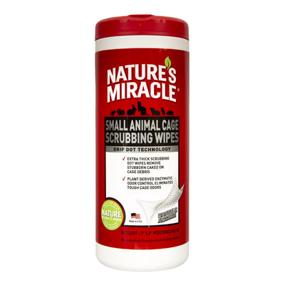 Nature's Miracle Small Animal Cage Scrubbing Wipes, Extra Thick, 30 Count (Pa...