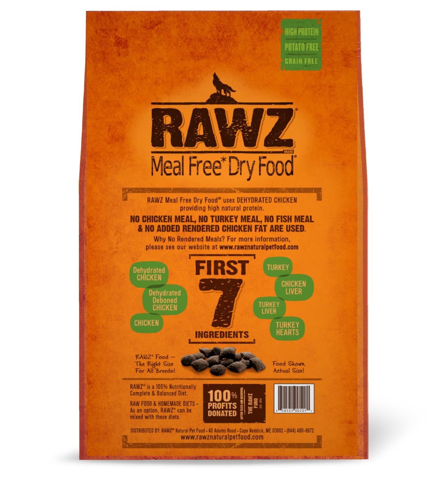Rawz Meal Free Dry Dog Food Dehydrated Chicken, Turkey Chicken Recipe (20 lb)