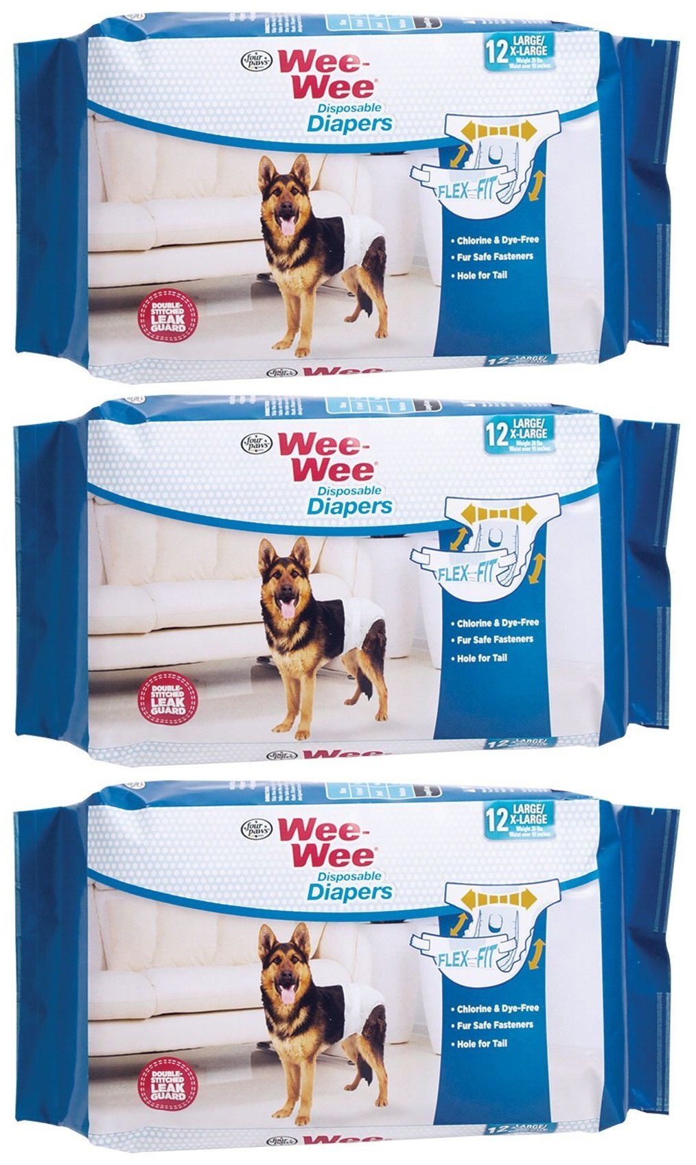 (3 pack) Wee-Wee Products Disposable Dog Diapers Large/XL