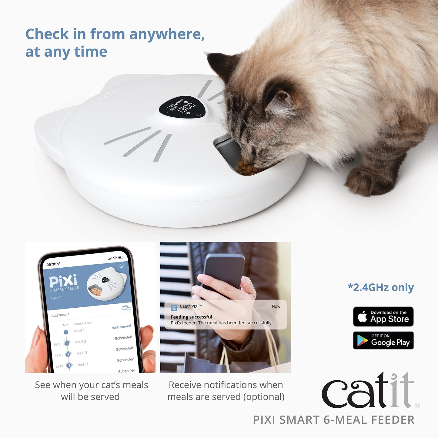 Catit PIXI Smart 6-Meal Feeder – Automatic and Customizable Feeding Schedule ...