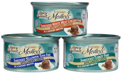 Fancy Feast Elegant Medley`s Shredded Fare Collection Variety Pack Canned Cat...