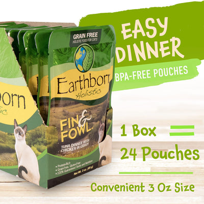 Earthborn Holistic Fin & Fowl with Tuna & Chicken Grain-Free Wet Cat Food Pou...