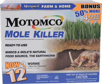Motomco 008-34310 198880 Mole Killer Ready to Use Bonus, 12 Worm Box