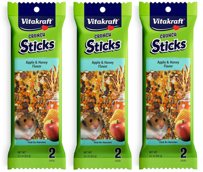 Vitakraft 3 Pack of Hamster Treat Crunch Sticks, 2 Sticks Each, Apple and Hon...