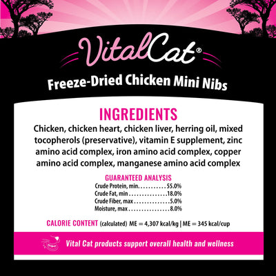 Vital Essentials Vital Cat Freeze-Dried Grain-Free Chicken Mini Nibs Cat Food...
