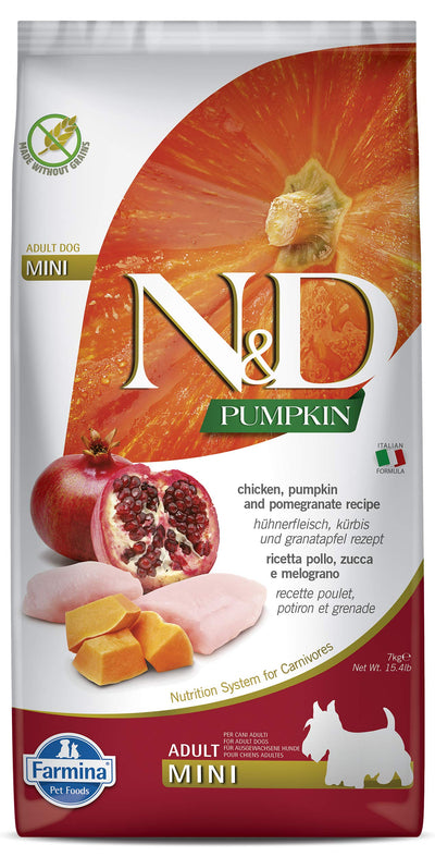 Farmina N&D Dog Dry Grain Free Pumpkin Mini Chicken & Pomegranate 15.4 Pounds