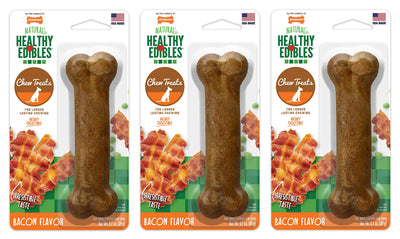 Nylabone 3 Pack of Healthy Edibles Bacon Chew Treats, Wolf, for Dogs Up to 35...