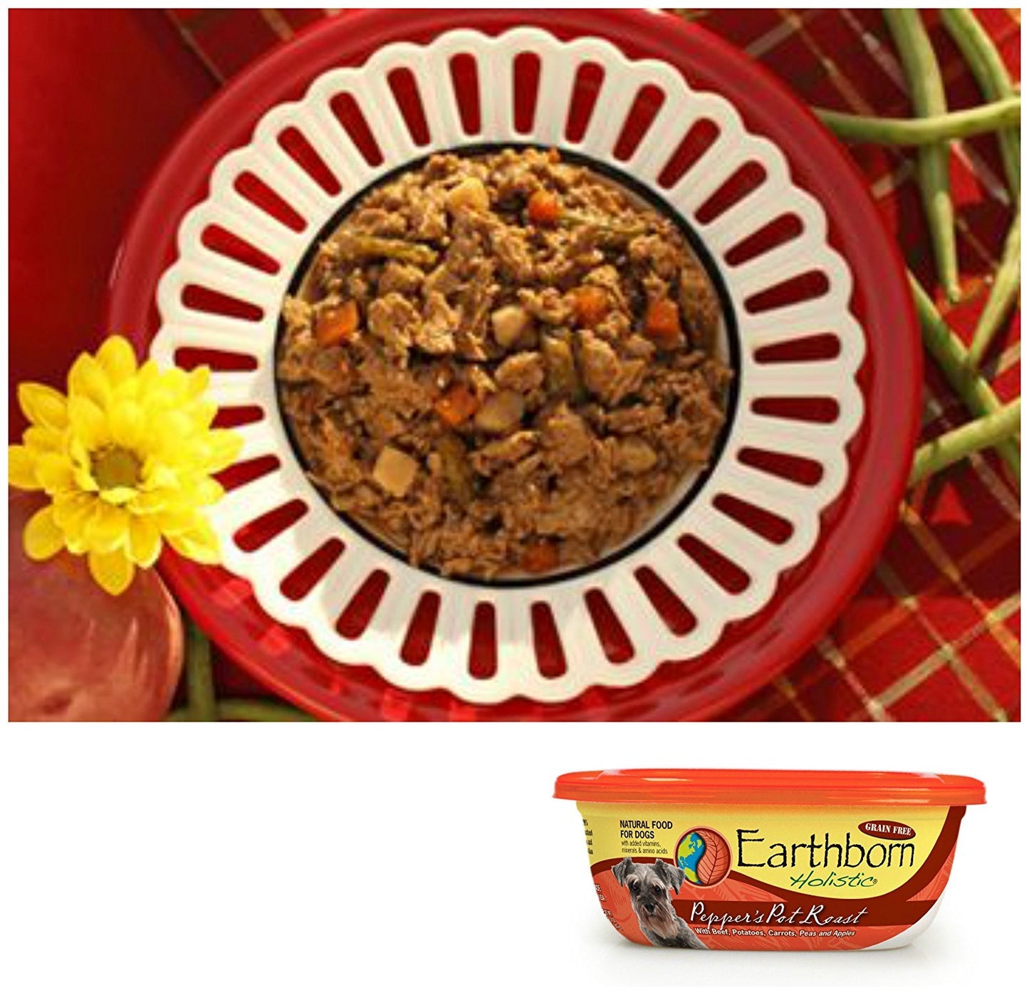 Earthborn Holistic Grain Free Tub Dog Food 4 Flavor Variety Bundle: (2) Pot R...