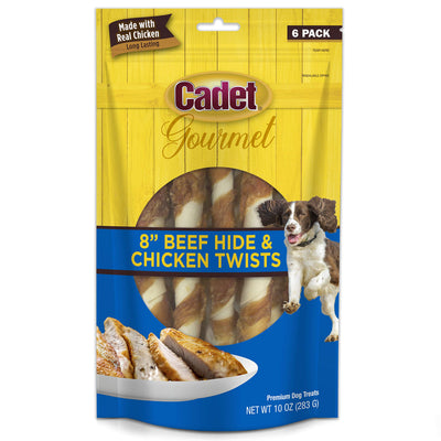 Cadet Gourmet Beef Hide & Chicken Twists Dog Treats - Healthy & Natural Rawhi...
