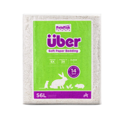 PETSPICK Uber Soft Paper Pet Bedding for Small Animals, White, 56L