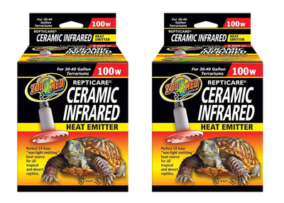 Zoo Med 2 Pack of ReptiCare Ceramic Infrared Heat Emitters, 100 Watt, for 30 ...