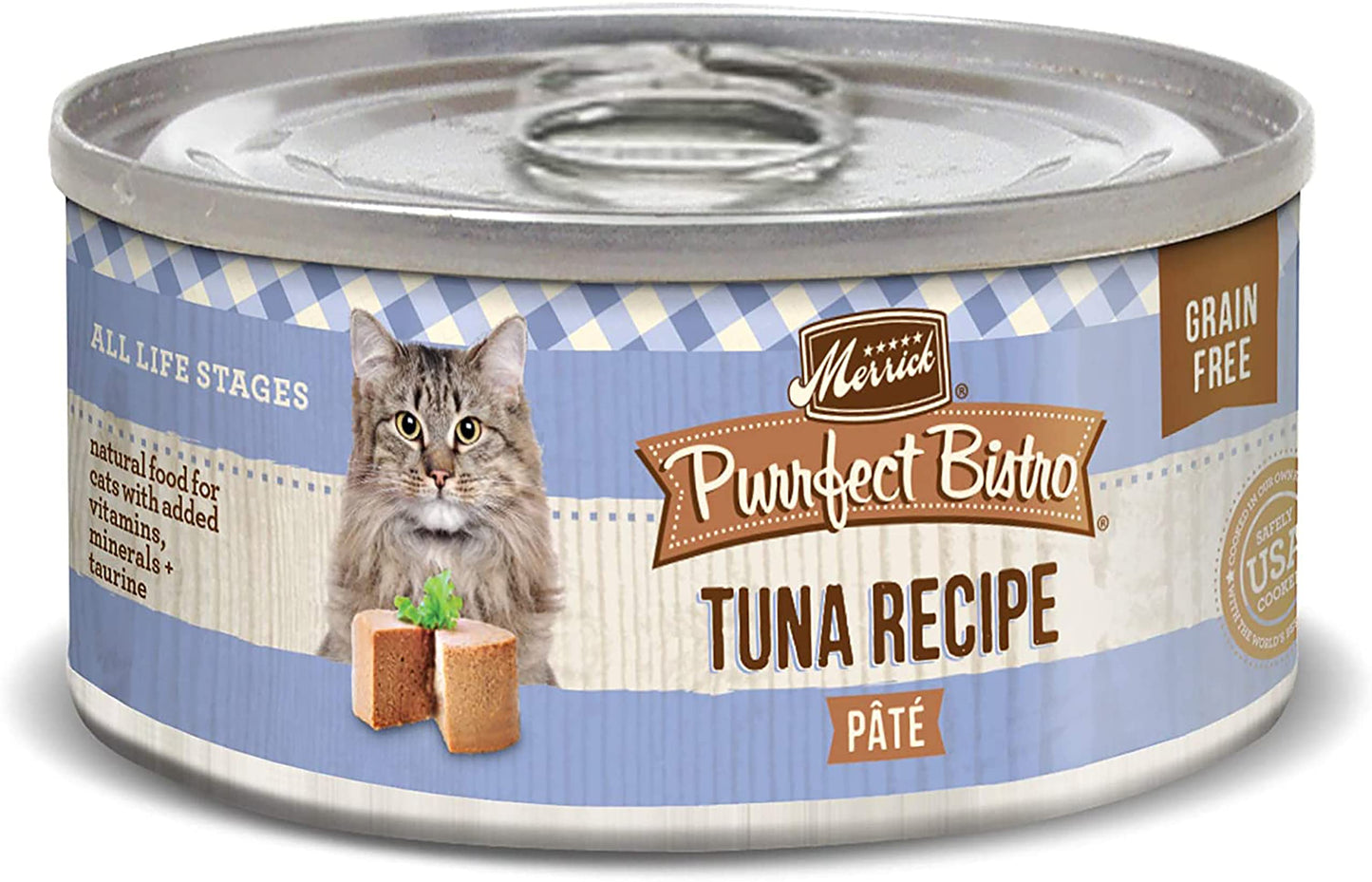 Merrick Purrfect Bistro Canned Wet Cat Food, Tuna Recipe Pâté, Grain Free Nat...