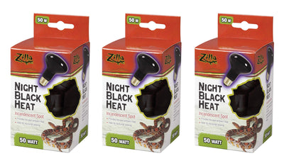 Zilla 3 Pack of Night Black Heat Incandescent Spot Bulbs, 50 Watts, Reptile N...