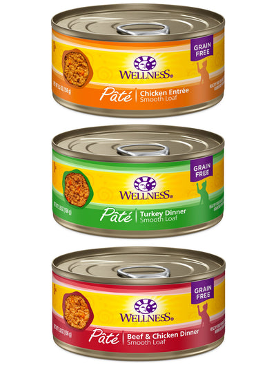 Wellness Complete Health Pate Cat Food Variety Bundle 5 Ounce - 3 Flavors (12...