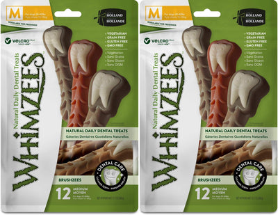 WHIMZEES Natural Grain Free Dental Dog Treats, Brushzees (Medium Size for 25-...