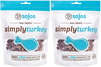 SOJOS 2 Pack of Simply Turkey Dog Treats, 4 Ounces each, 100 Percent Raw Free...