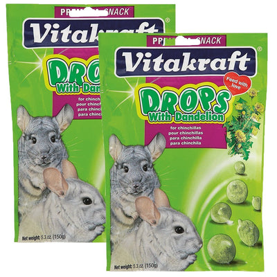 Vitakraft Chinchilla Drops with Dandelion Treat, 5.3 Ounce Pouch, 2-Pack