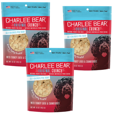 Charlee Bear Dog Treats with Turkey Liver & Cranberries (3 Pack) 16 oz Each