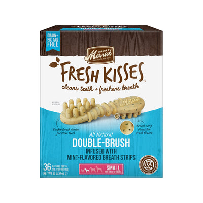 Merrick Fresh Kisses Double-Brush Mint Breath Strips Grain Free Dental Dog Tr...