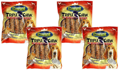 Cadet 4 Pack of Triple Chew Dog Treats, 6 Count each, Pork Hide Sweet Potato ...