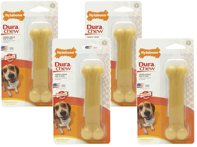 Nylabone Dura Chew Original Flavored Bone Dog Chew Toy- Wolf/Medium (4 Pack)