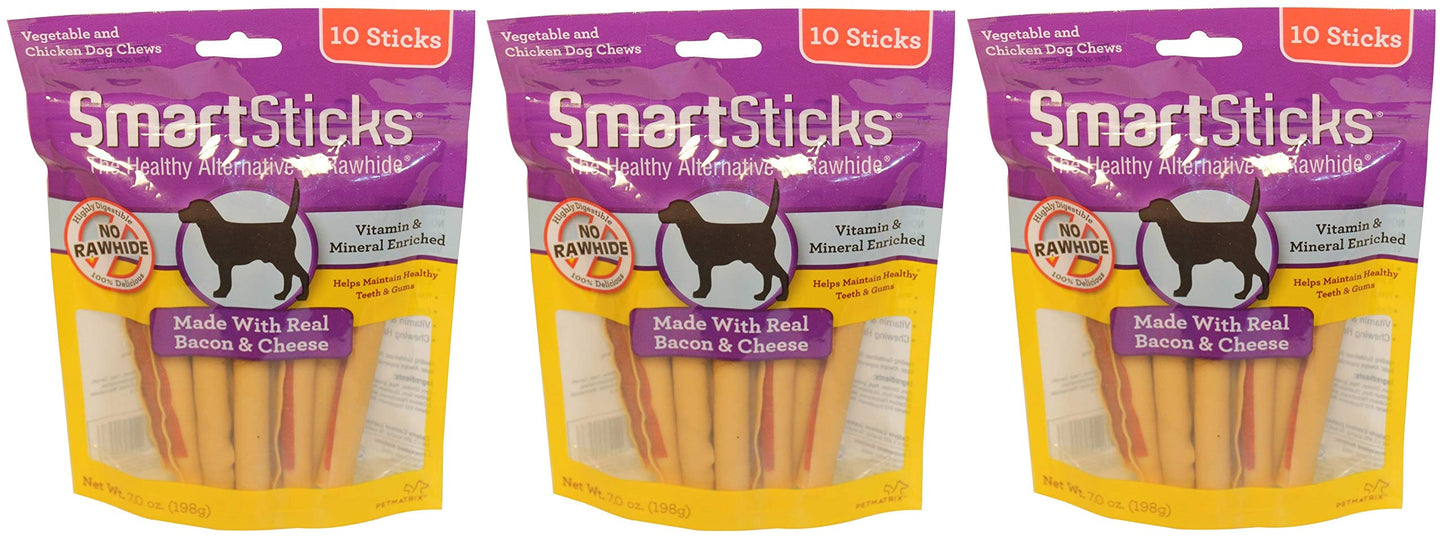 SmartBones SmartSticks Dog Chews Bacon & Cheese 30ct (3 x 10ct)