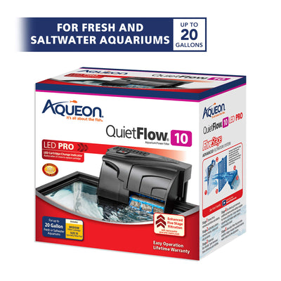Aqueon QuietFlow 10 LED PRO Aquarium Fish Tank Power Filter For Up to 20 Gall...