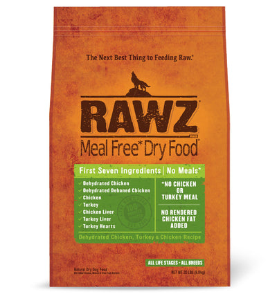Rawz Meal Free Dry Dog Food Dehydrated Chicken, Turkey Chicken Recipe (20 lb)