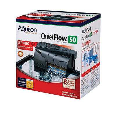 Aqueon QuietFlow 50 LED PRO Aquarium Fish Tank Power Filter For Up To 50 Gall...