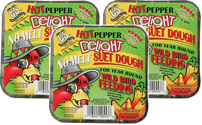 C & S Hot Pepper Delight No Melt Suet Dough Cake (3 Pack / 11.75 oz Each)