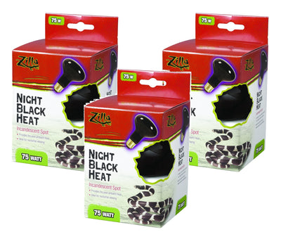 Zilla Night Black Incandescent Spot Heat Bulb 75 Watt (3 Pack)