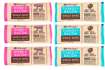 ETTA SAYS! Meat Treats for Dogs Variety Pack of 6 – Pork & Bacon, Turkey & Ba...