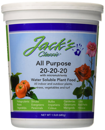 Jack's Classic Water Soluble All Purpose Fertilizer, 20-20-20, 1.5lb