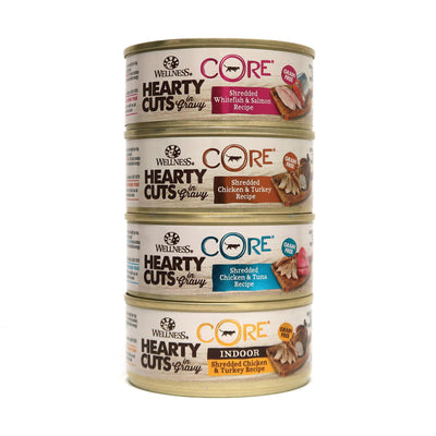 Wellness CORE Hearty Cuts Natural Grain Free Wet Canned Cat Food Variety Pack...