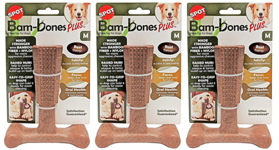 Ethical Pet 3 Pack of Bam-Bones Plus Durable Chew Toys for Dogs, Medium, Baco...