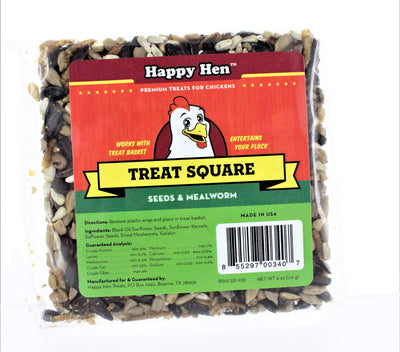 (Case of 6) Happy Hen Treats 6-Ounce. Square-Mealworm and Seed, 4.25 x 4.25 x...