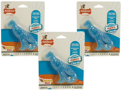 Nylabone 3 Pack Of Puppy T-Rex Chicken Flavored Teething Chew Toy, Dogs Up To...