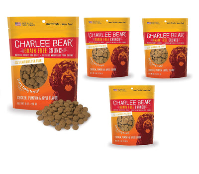 Charlee Bear Crunch Chicken, Pumpkin & Apple Flavor Dog Treat and Snack (4 Pa...