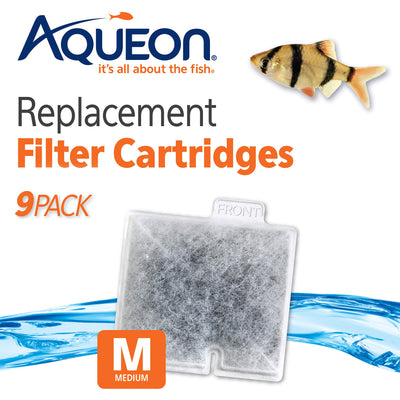 Aqueon Aquarium Fish Tank Replacement Filter Cartridges Medium - 9 pack