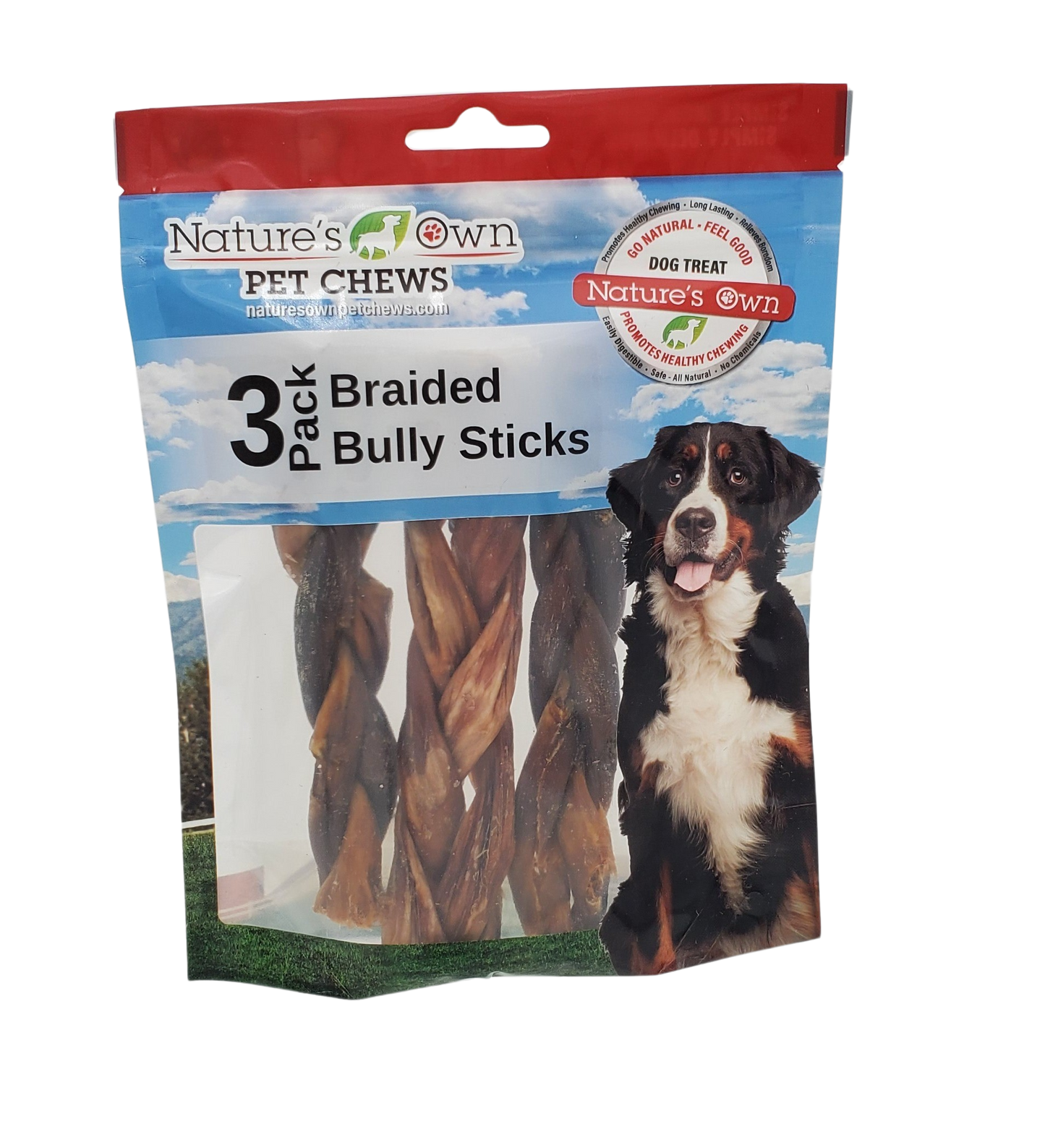 Nature's Own Braided Bully Sticks, 3-count, 6"