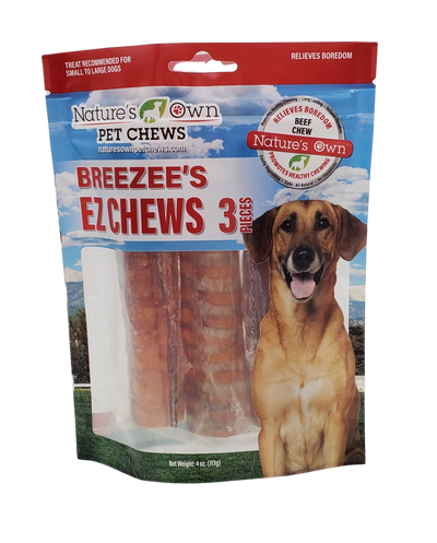 Nature's Own Breezee's E-Z Chew Trachea, 3-count, 6"