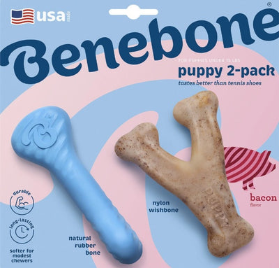 Benebone Puppy Wishbone & Rubber Bone, Puppy 2-pack