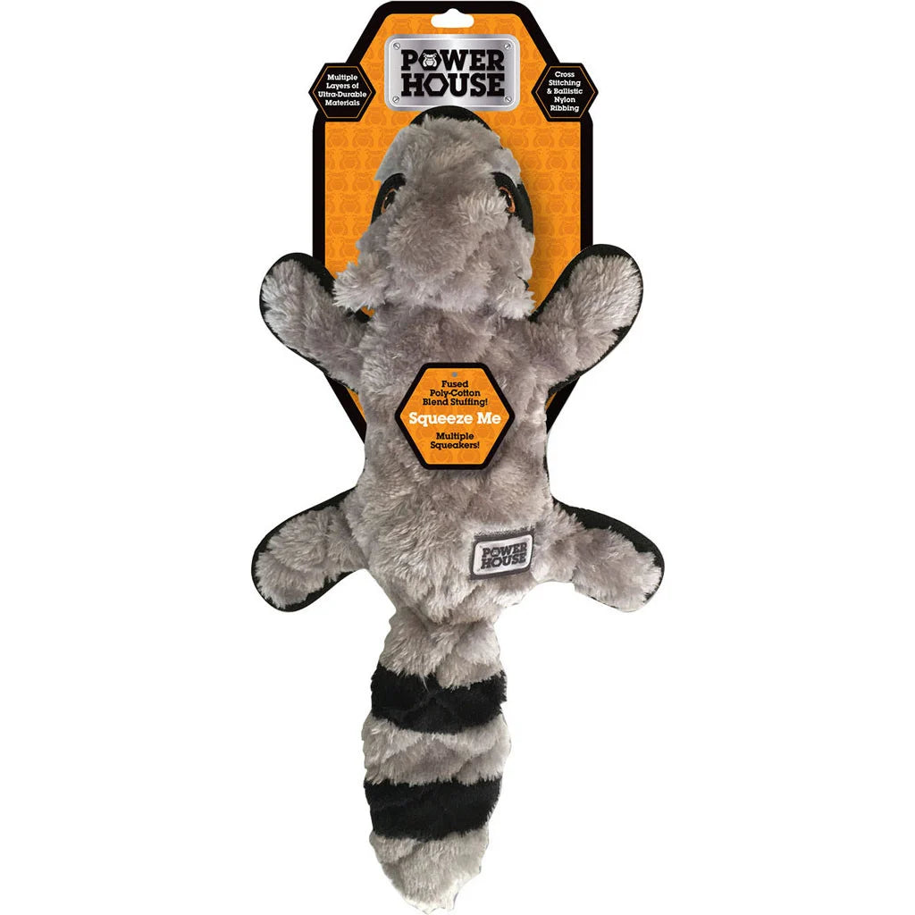 Power House Plush Dog Toys, Large, Raccoon/Skunk/Fox, Styles vary, 1 each