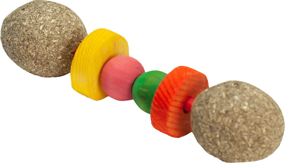 Nibbles Timothy Hay Dumbbell W/Wooden Blocks Chew
