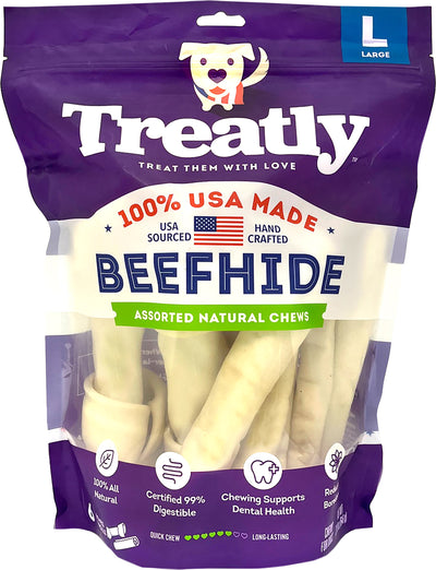 Treatly 100% Usa Beefhide Bones & Rolls